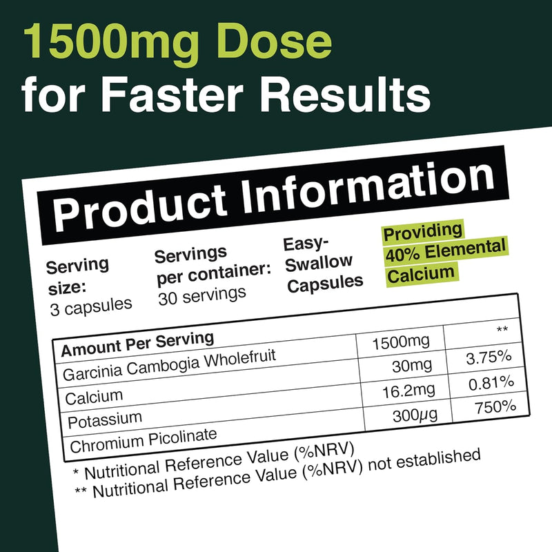Garcinia Cambogia - 90 Capsules - 1500mg Daily Dosage - Premium Quality Supplement - UK formulated - Vegetarian & Vegan Suitable - Optimum Strength For Maximum Results - Garcinia Clean For Men & Women