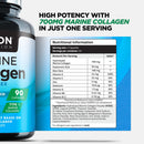 Marine Collagen Capsules 1400mg with Hyaluronic Acid, High Strength Collagen Supplement, Hydrolyzed Collagen Supplement for Women and Men (Not Collagen Powder or Tablets)