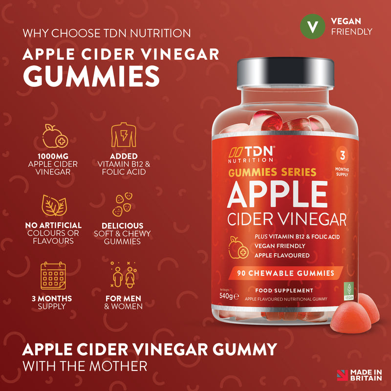 Gummies Apple Cider Vinegar With Mother 1000mg, 90 Vegan Apple